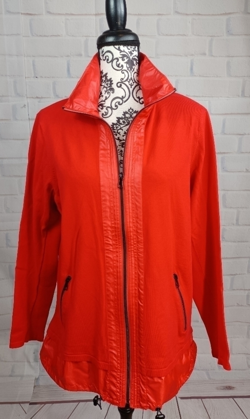 Chico's women's long sleeve zip front size 3 jacket pockets stretch knit b30